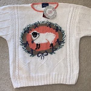 Vintage Sheep Graphic Cotton Neutral Casual NWT Fall Sweater